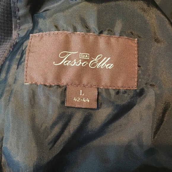 Tasso Elba Brown Velvet velour Blazer brown black Shepard's Check coat jacket - Picture 4 of 7